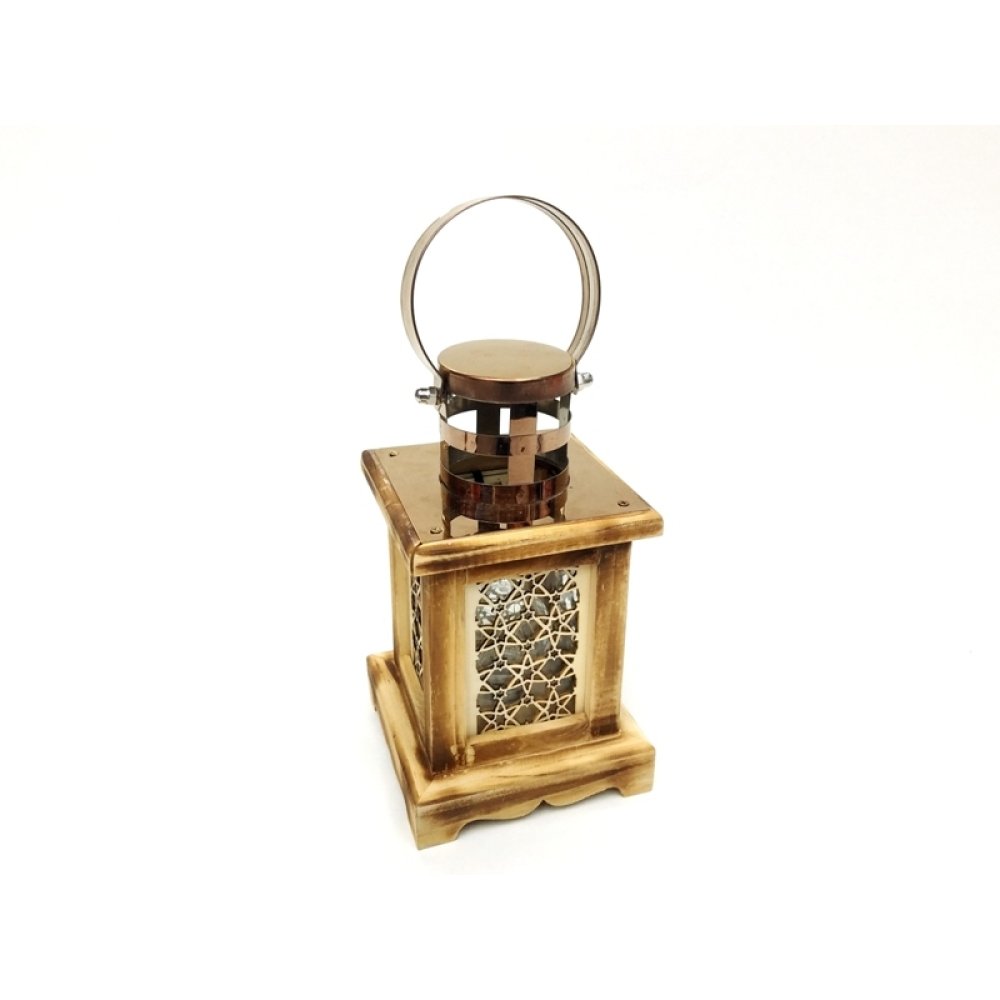 Toptan Dekoratif Ahşap Pilli Masaüstü Mumluk Lamba