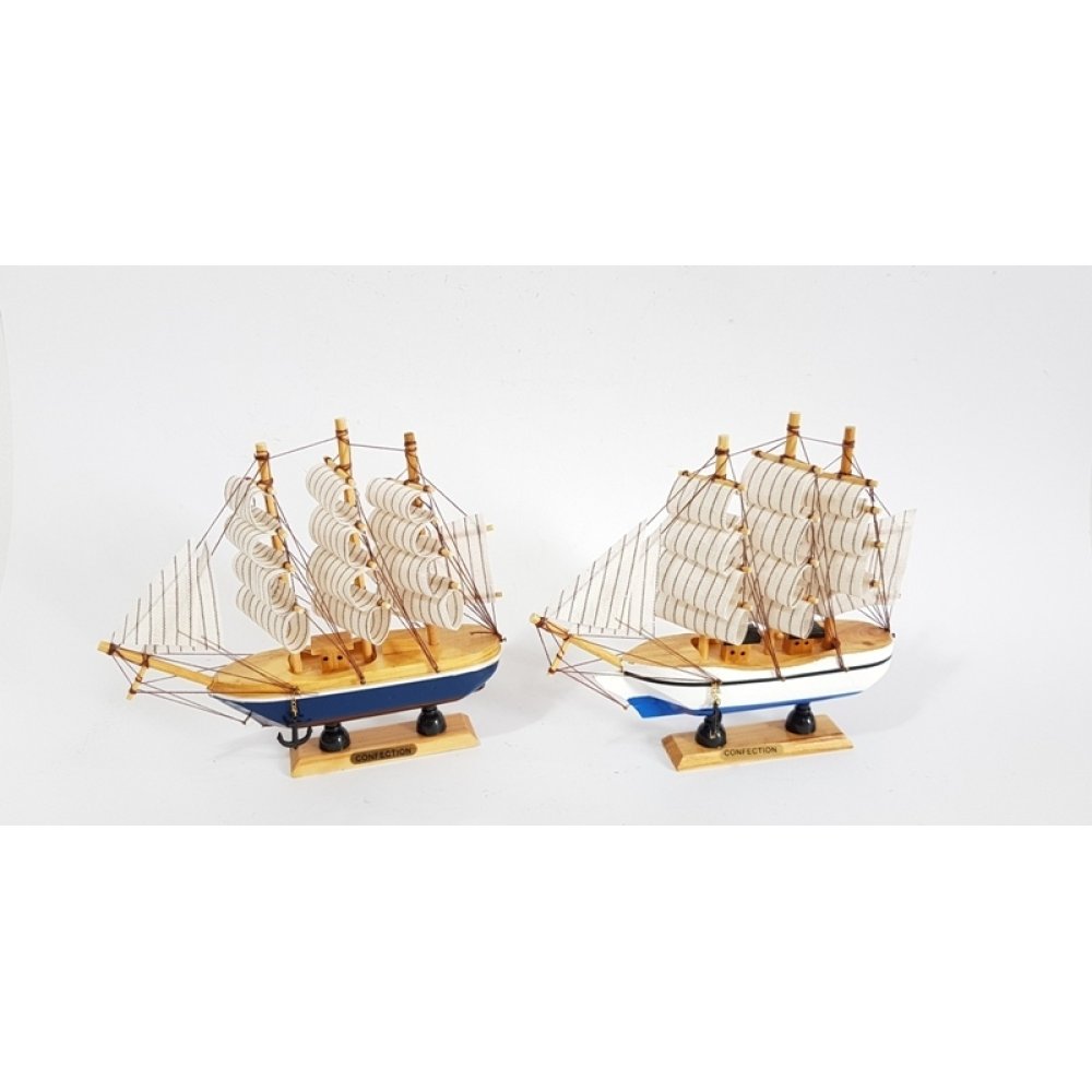 Toptan Dekoratif Ahşap Yelkenli Gemi 20 cm