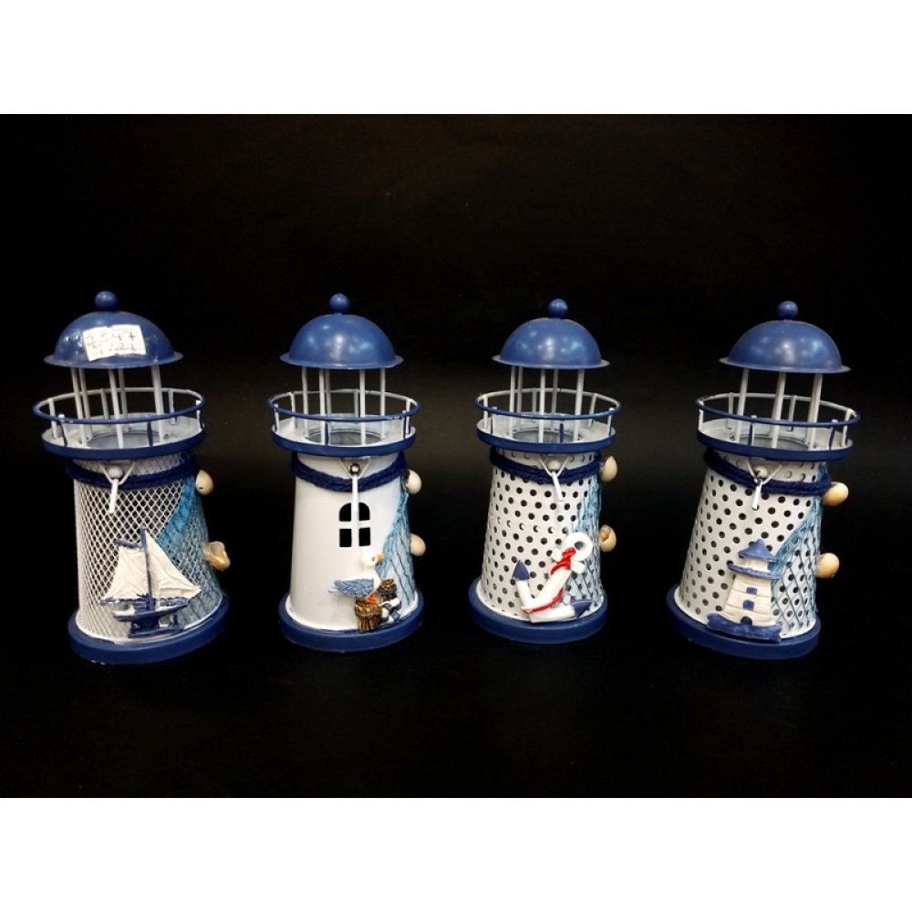 Toptan Dekoratif Metal Deniz Feneri Küçük Boy 14cm no:8