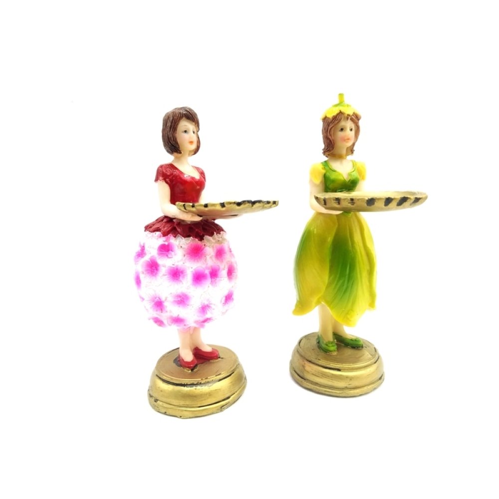 Toptan Dekoratif Tepsi Tutan Lokumcu Kız Biblo