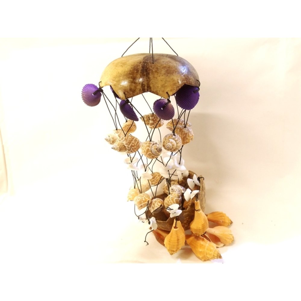 Deniz Kabuklarından Rüzgar Çanı Çift Hindistan Cevizi Kabuklu