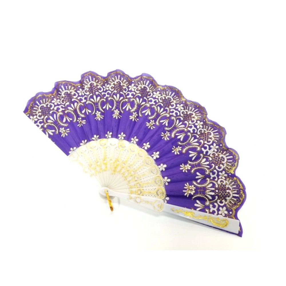 Toptan Düz Renk Desenli Simli Yelpaze