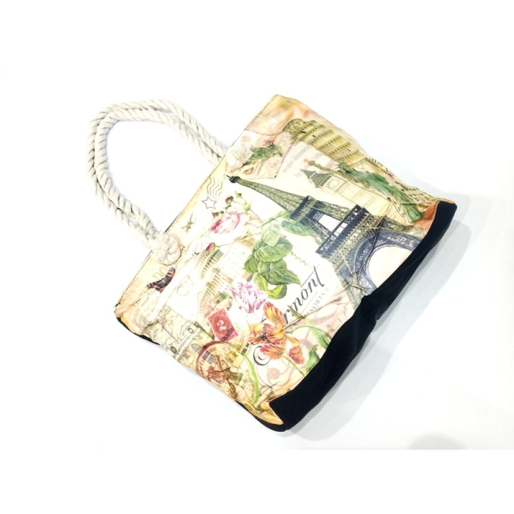 Toptan Eyfel Kulesi Paris Desenli Çanta
