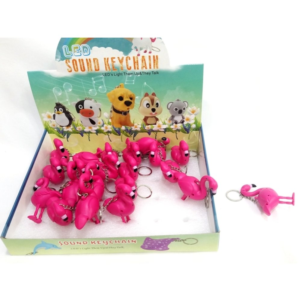 Toptan Flamingo Işıklı Sesli Anahtarlık