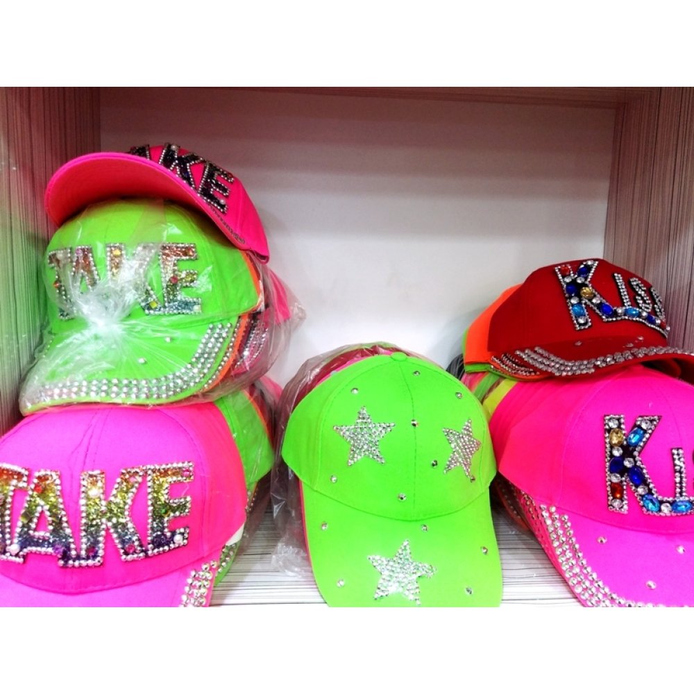 Toptan Fosforlu Taşlı Kot Şapka