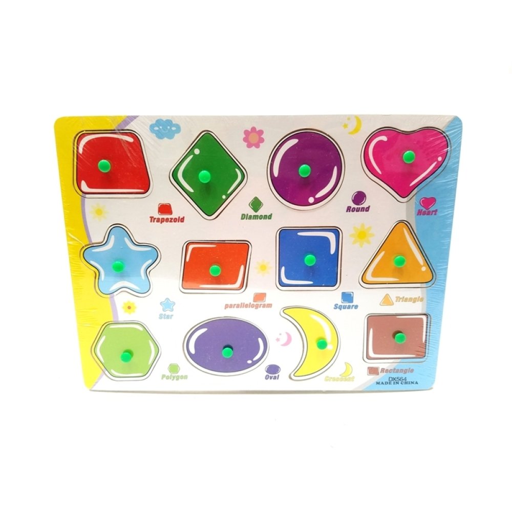 Toptan Geometrik Şekiller Ahşap Tutmalı Puzzle