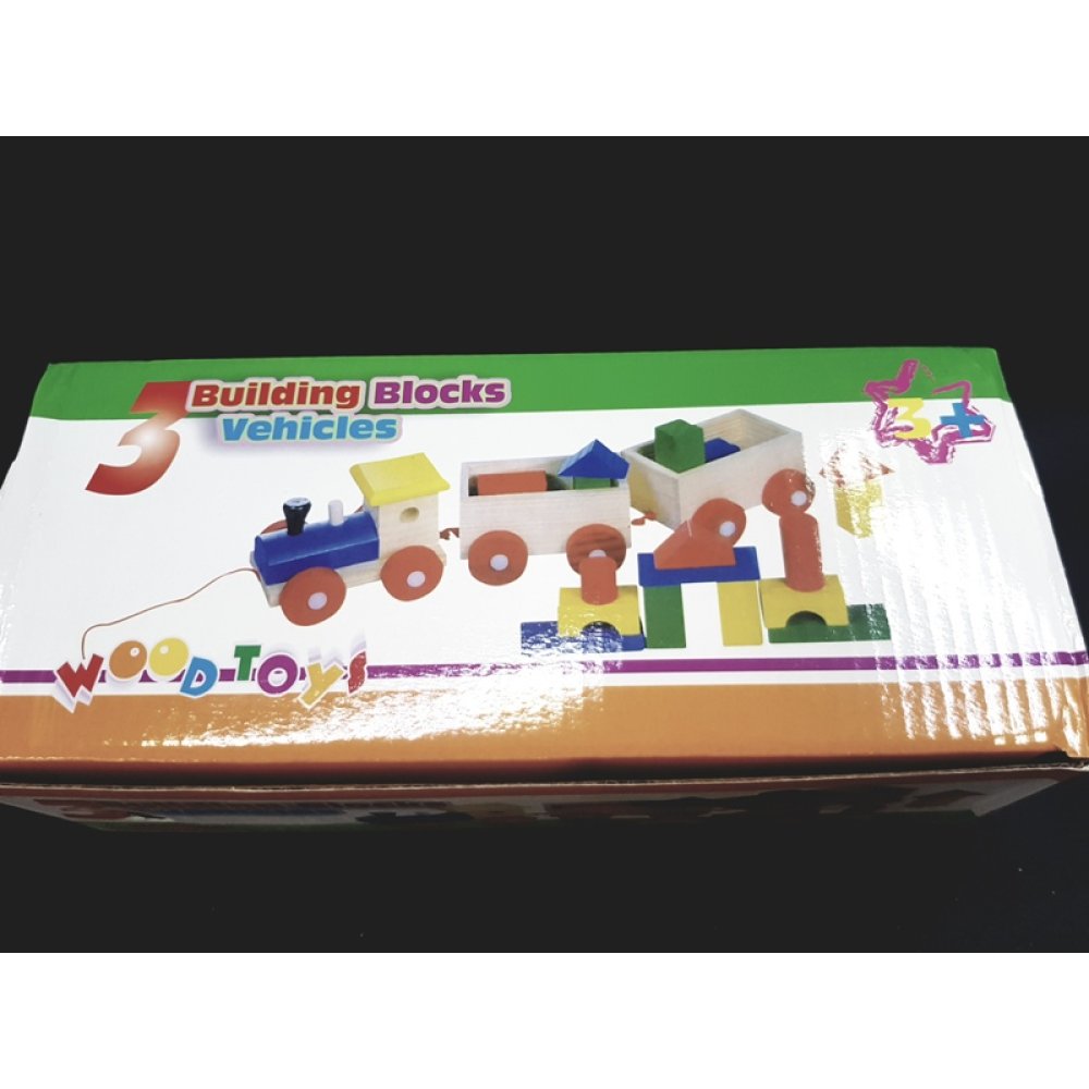 Toptan Geometrik Şekilli Ahşap Tren Seti Oyuncak