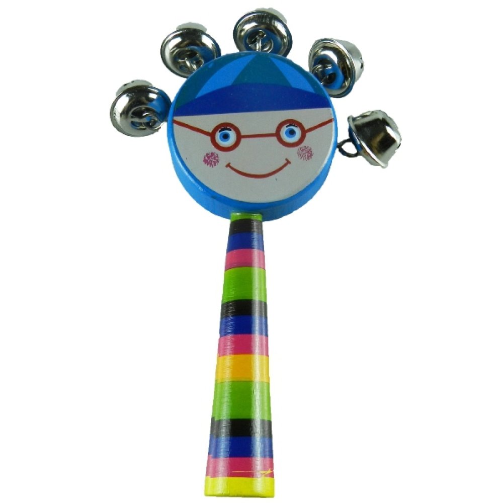 Toptan Gülen Yüz Zilli Ahşap Marakas