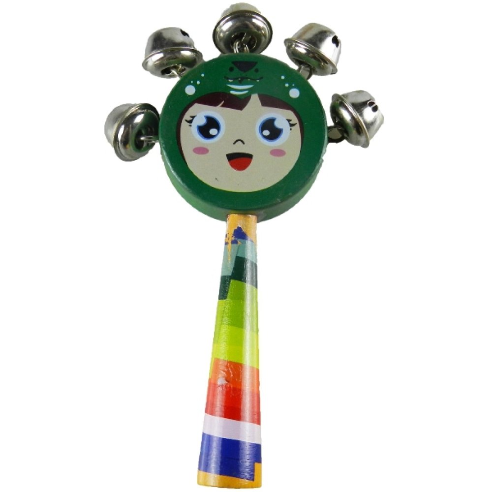 Toptan Gülen Yüz Zilli Ahşap Marakas