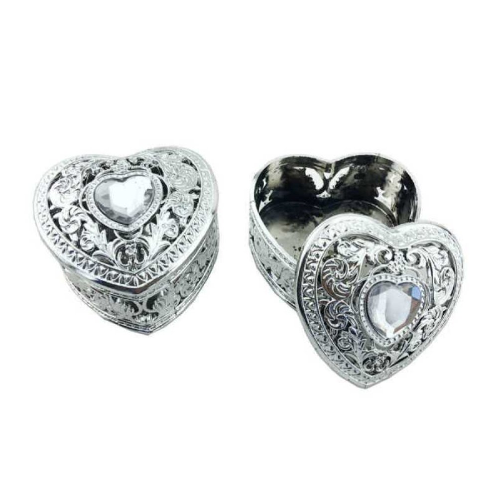 Toptan Gümüş Altın Renk Kalp Şeklinde Kutu