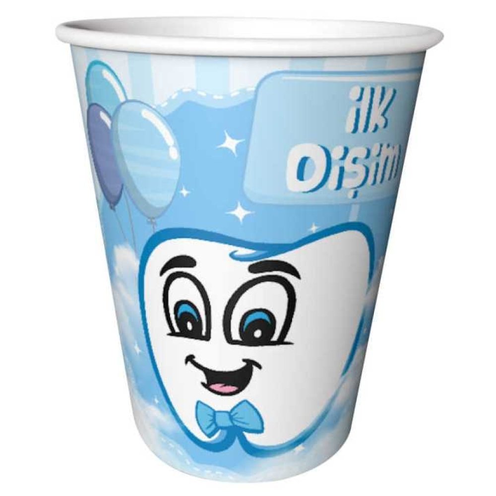 Toptan İlk Dişim Kız Erkek Karton Bardak 8 adet