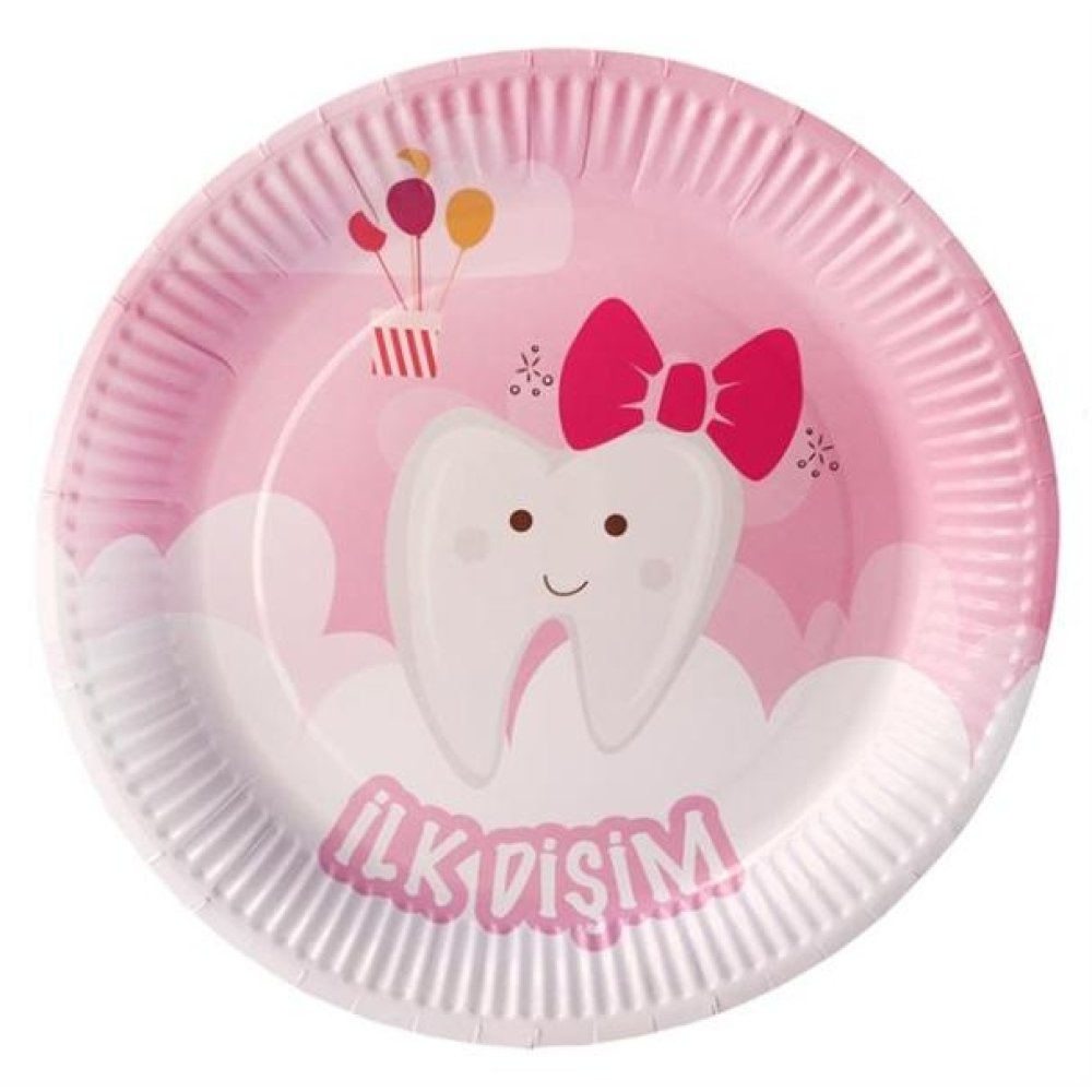 Toptan İlk Dişim Temalı Karton Tabak 8 adet