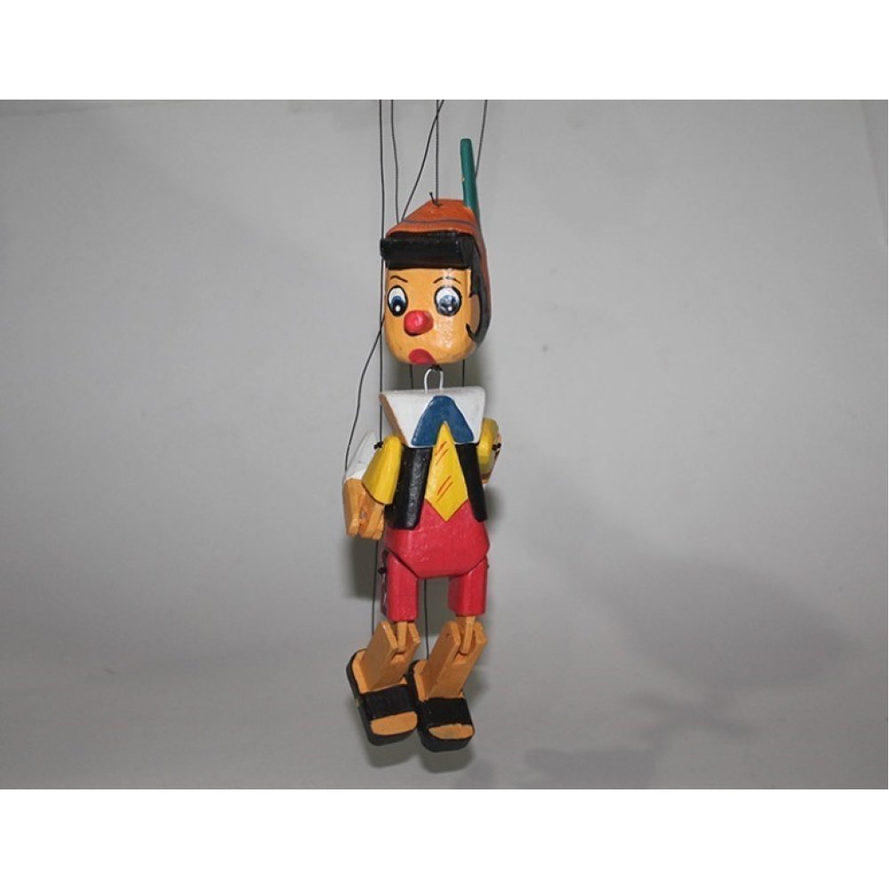 Toptan İp İdareli Ahşap Pinokyo Kukla 25 cm