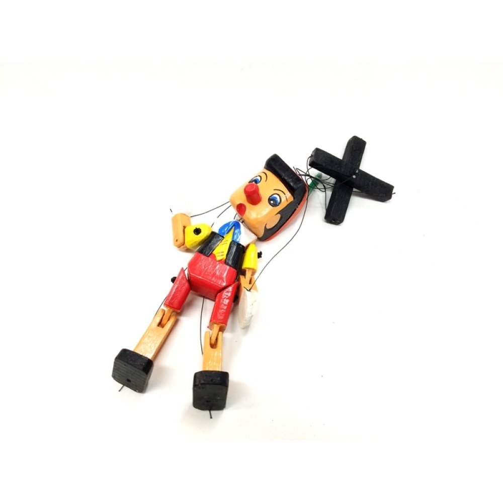 Toptan İp İdareli Ahşap Pinokyo Kukla 25 cm