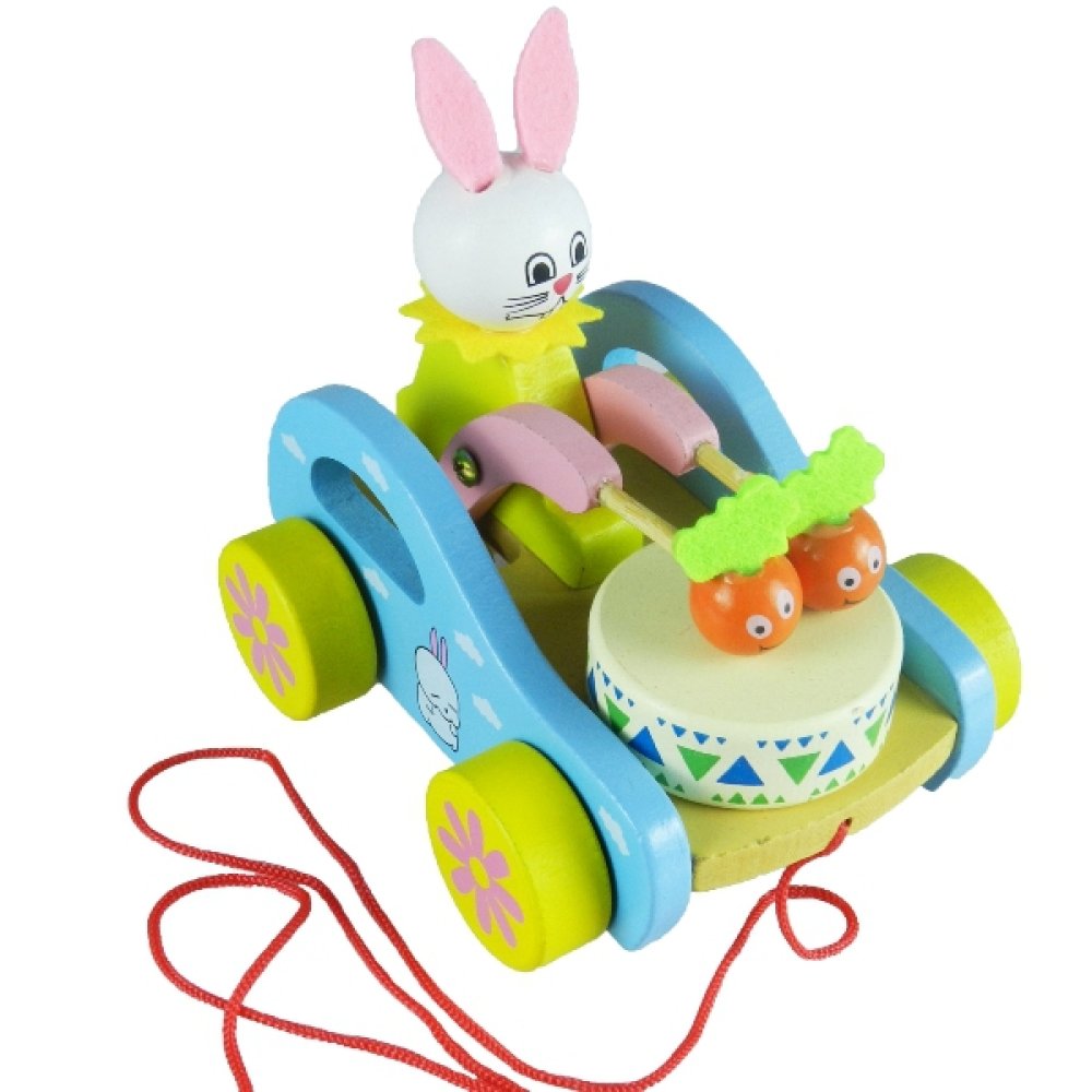 Toptan İpli Çekmeli Davul Çalan Ahşap Oyuncak