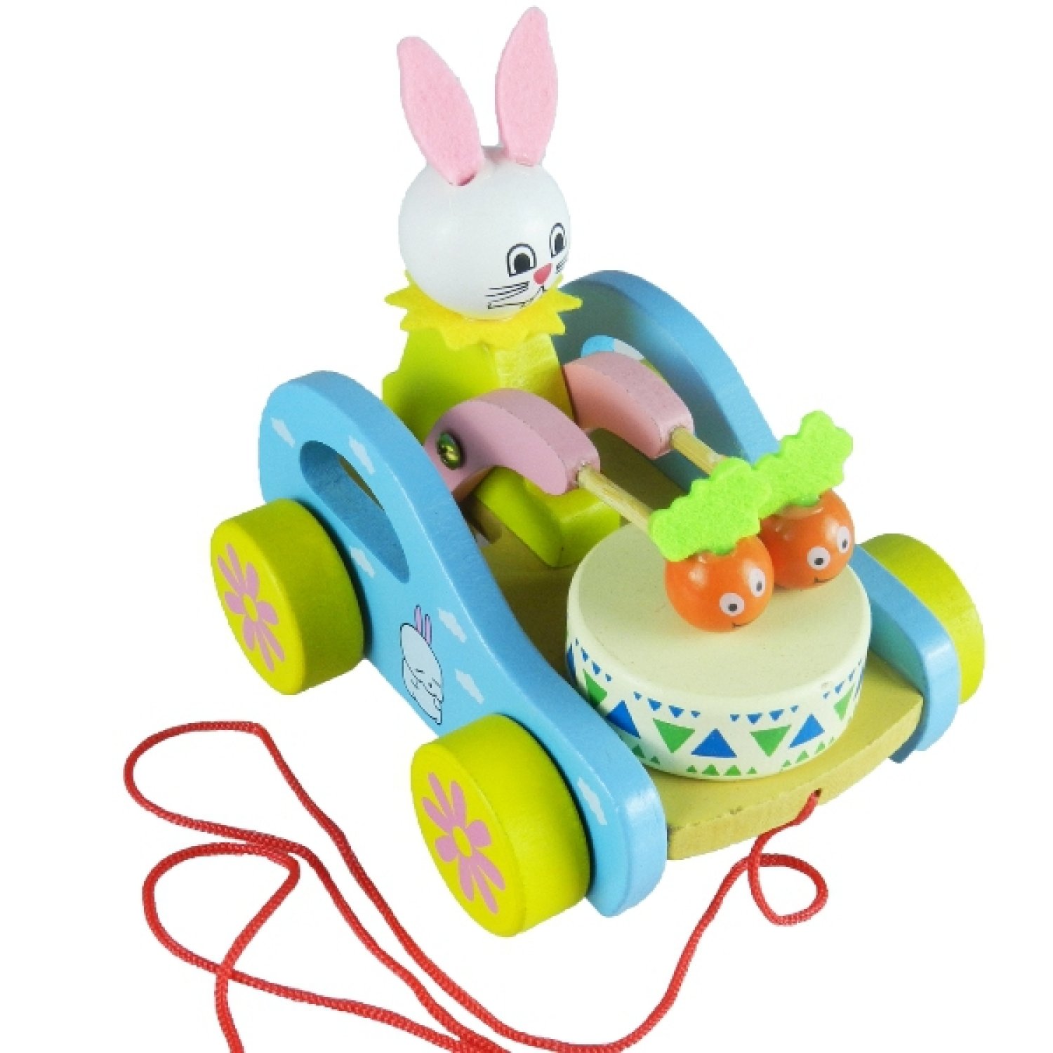 Toptan İpli Çekmeli Davul Çalan Ahşap Oyuncak