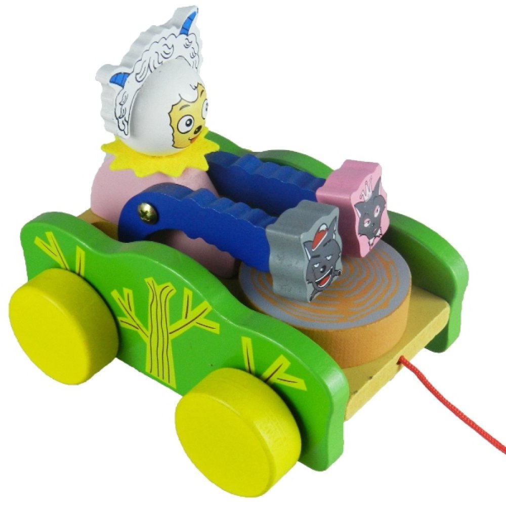 Toptan İpli Çekmeli Davul Çalan Ahşap Oyuncak