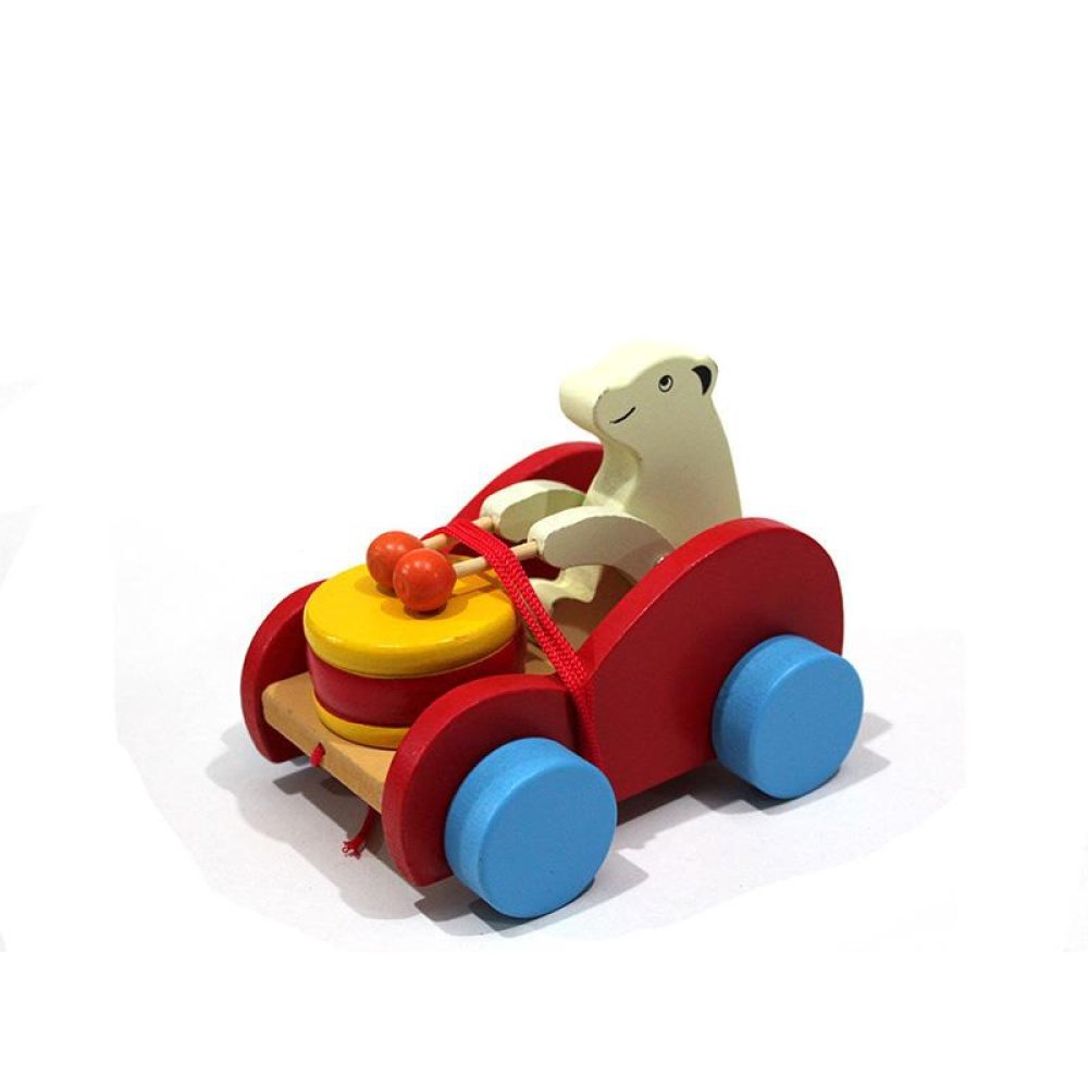 Toptan İpli Çekmeli Davul Çalan Ahşap Oyuncak