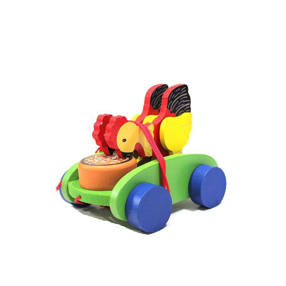 Toptan İpli Çekmeli Davul Çalan Ahşap Oyuncak