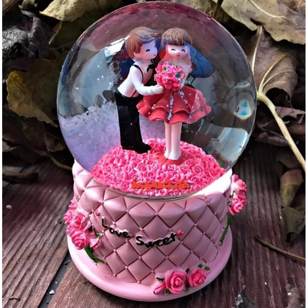 Toptan Işıklı Müzikli Sevgili Temalı Kar Küreleri