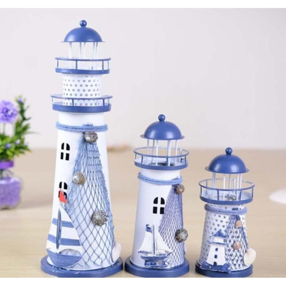 Toptan Işıksız Metal Deniz Feneri Mumluk 14 cm