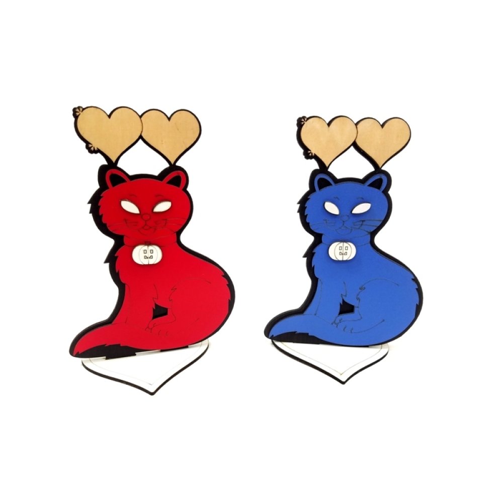 Toptan İsim Yazılan Ahşap Kedi Biblo