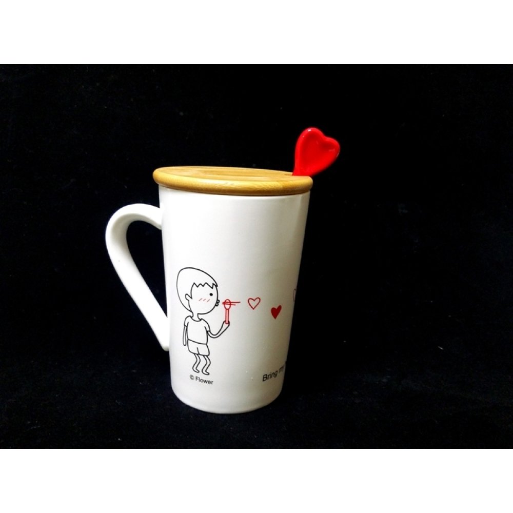 Toptan Kalp Kaşıklı Sevgili Temalı Kupa Bardak