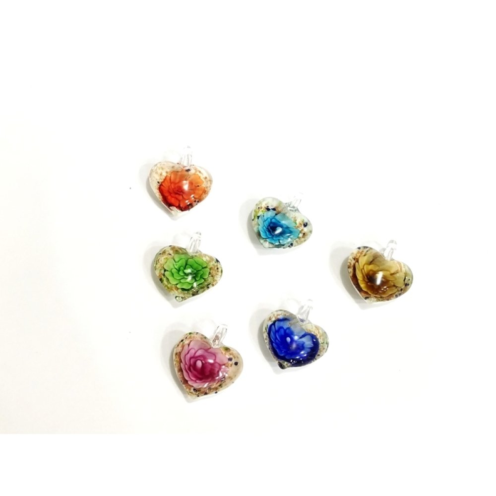 Toptan Kalp Şeklinde Cam Kolye Ucu