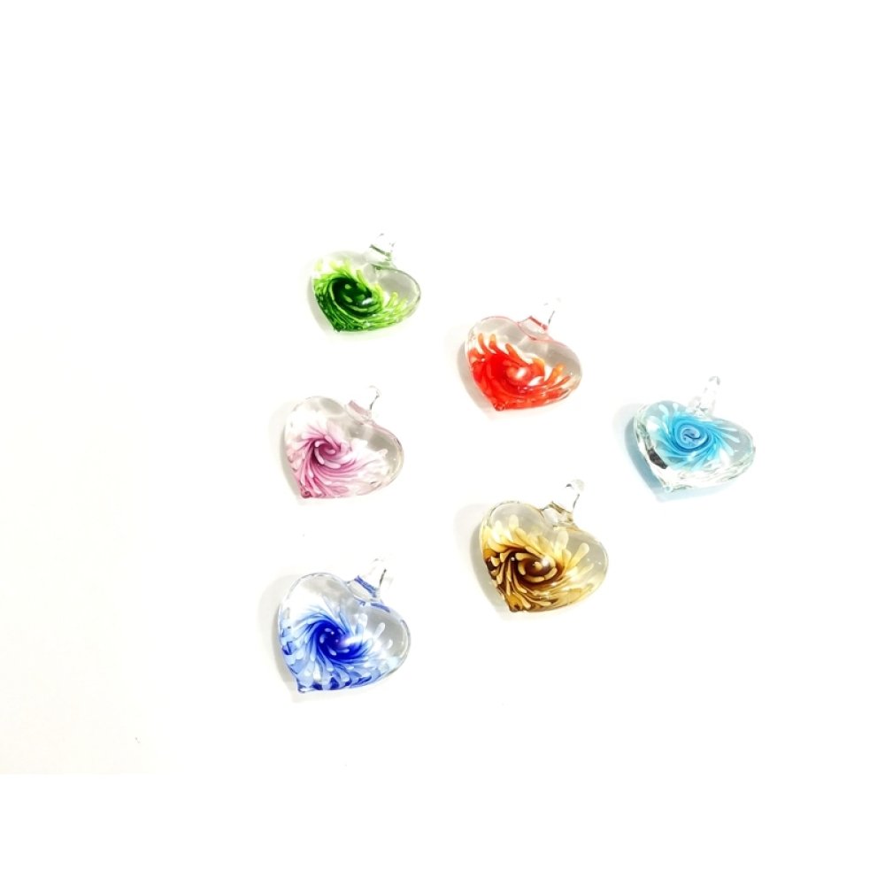 Toptan Kalp Şeklinde Cam Kolye Ucu