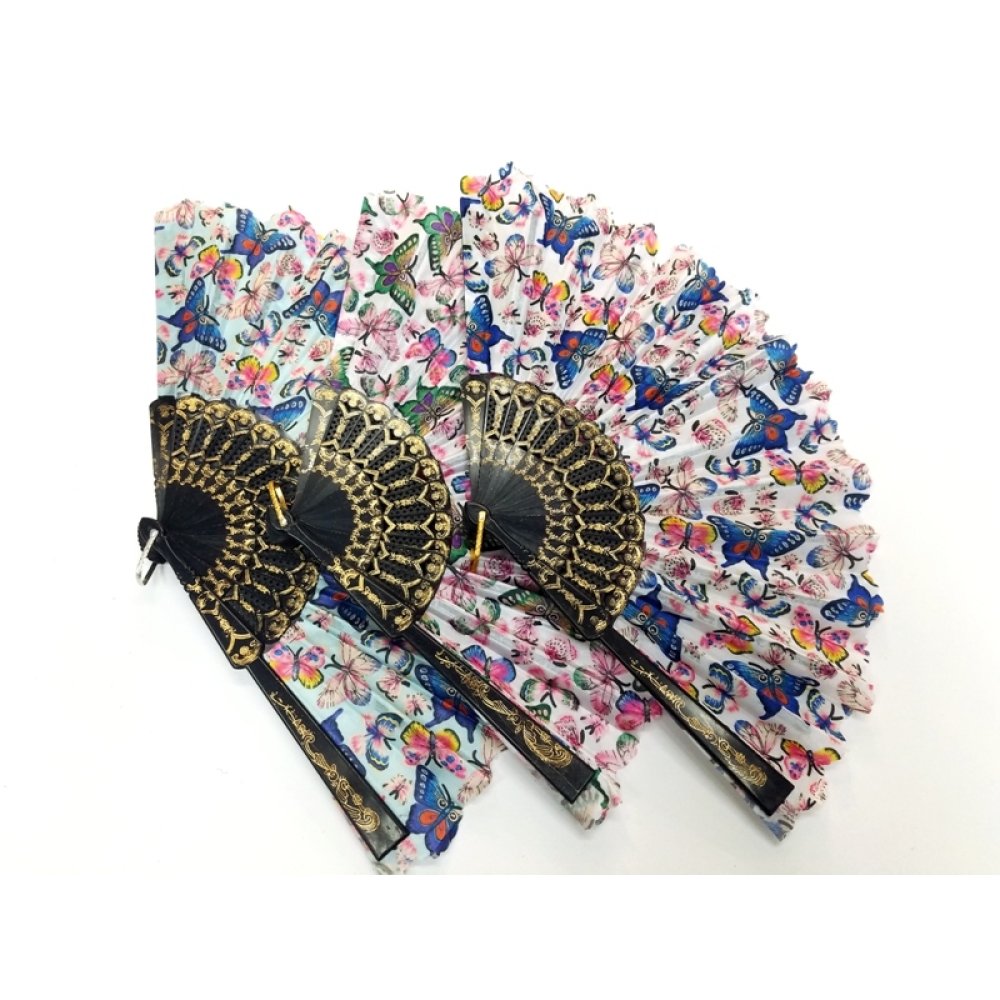 Toptan Kelebek Desenli Ucuz Yelpaze