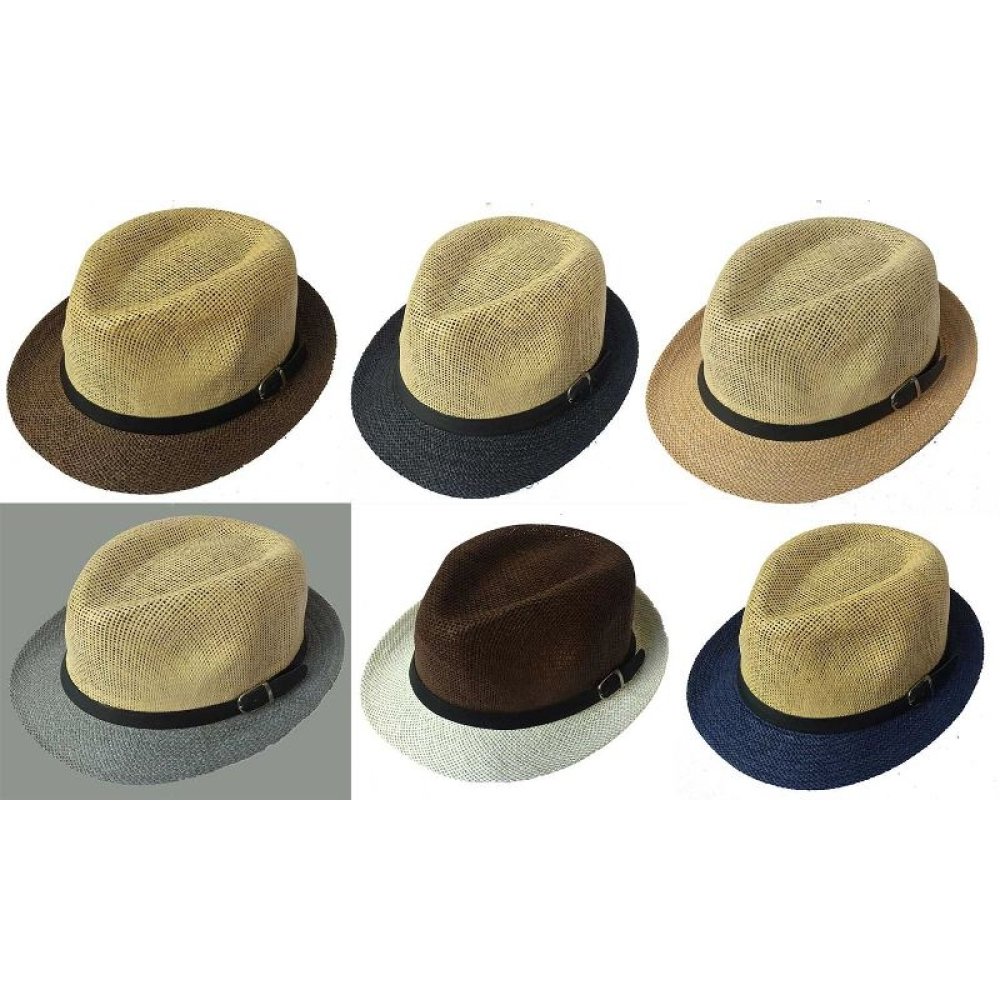 Toptan Kemer Aksesuarlı 2 Renkli Hasır Fötr Şapka