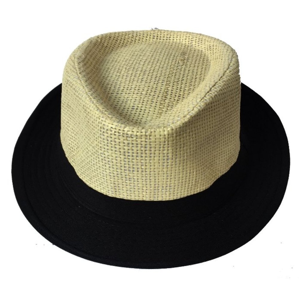 Toptan Kenarları Kumaş Erkek Hasır Fötr Şapka