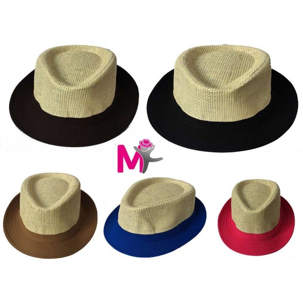 Toptan Kenarları Kumaş Erkek Hasır Fötr Şapka