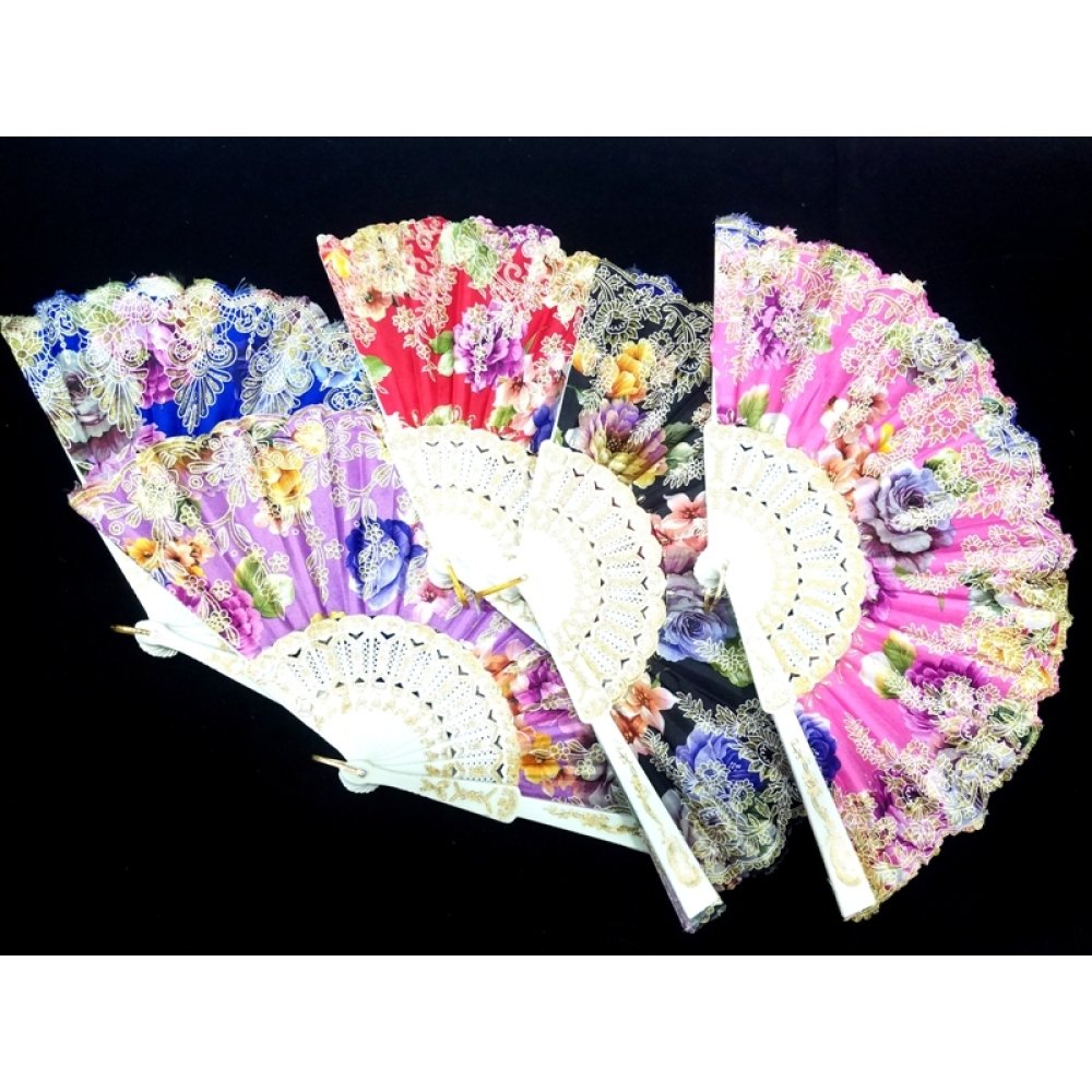 Toptan Kenarları Oymalı Renkli Yelpaze