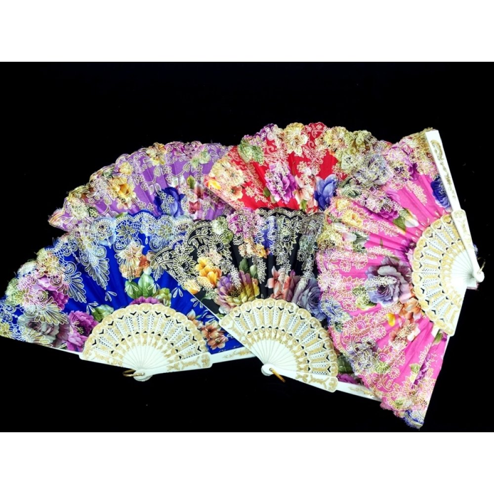 Toptan Kenarları Oymalı Renkli Yelpaze