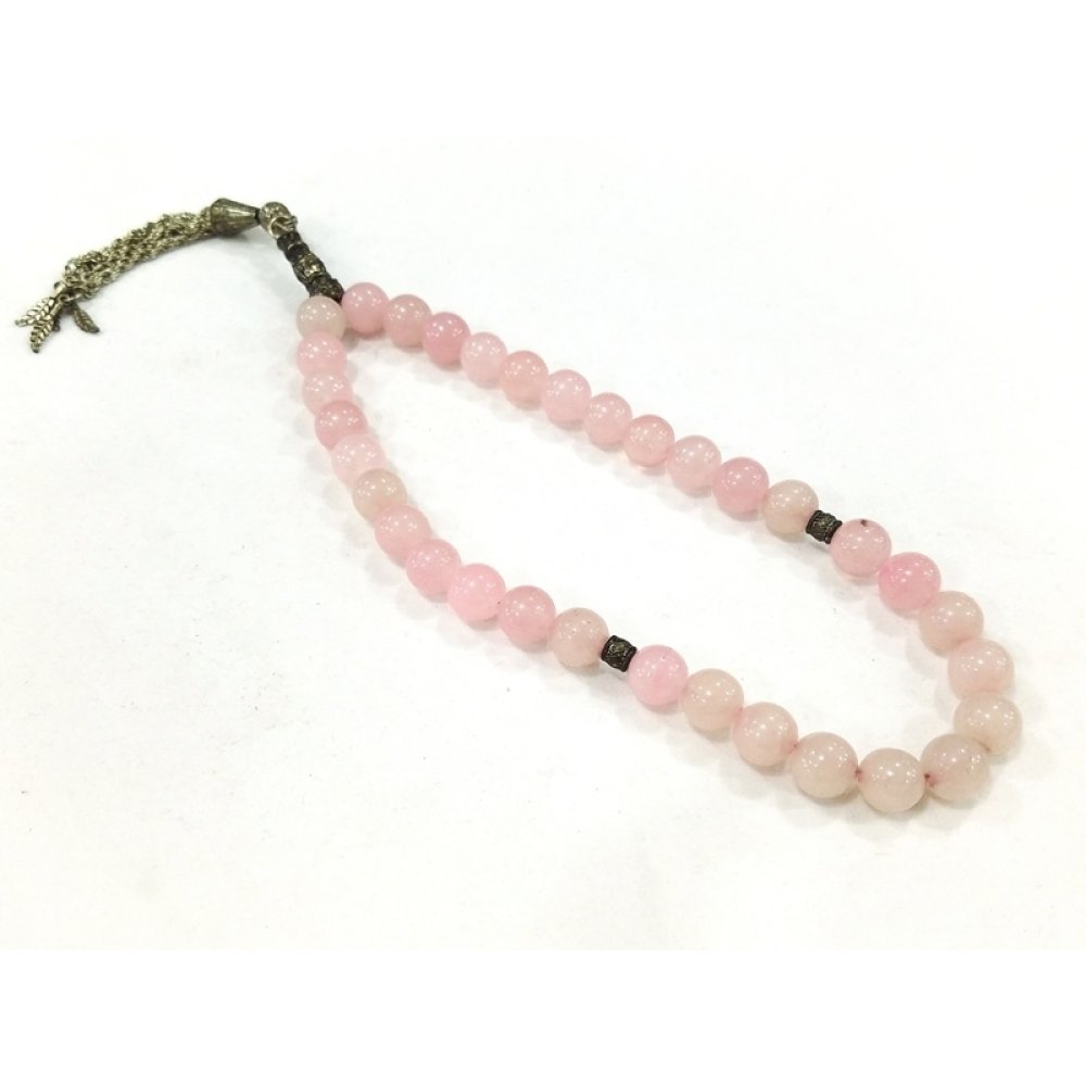 Toptan Kesimli Pembe Kuvars Tesbih