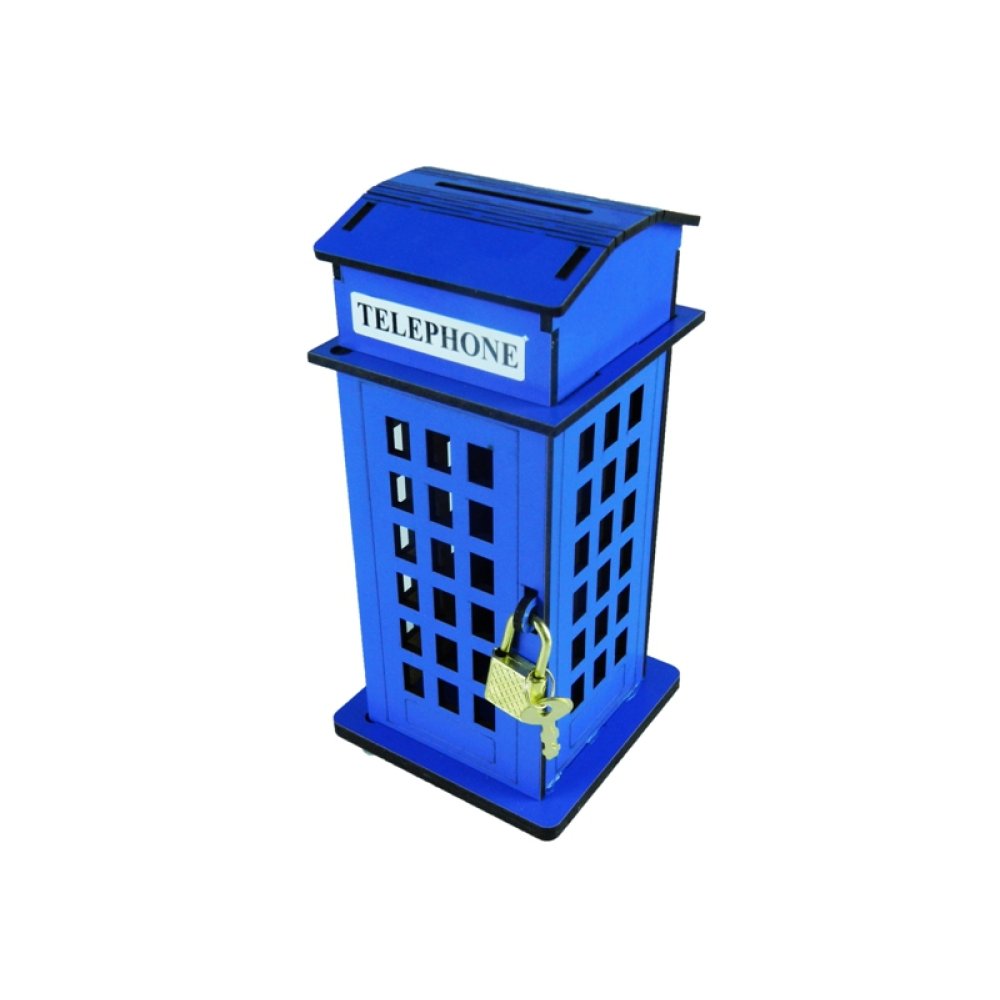 Toptan Kilitli Ahşap Telefon Kulübesi Kumbara