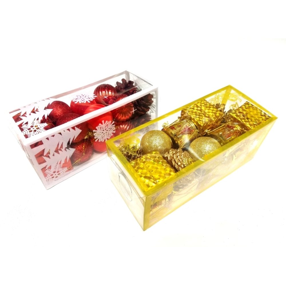 Toptan Kırmızı Gold Renk Yılbaşı Ağacı Süsleme Seti