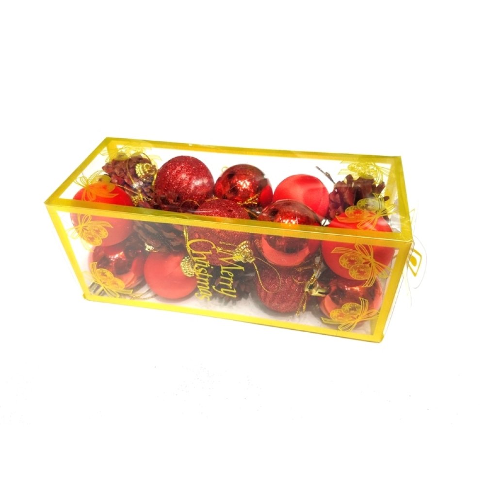 Toptan Kırmızı Gold Renk Yılbaşı Ağacı Süsleme Seti