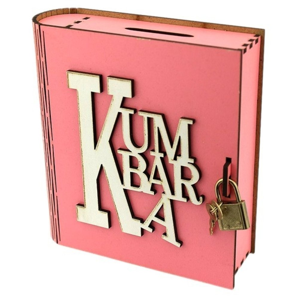 Toptan Kitap Görünümlü Kilitli Ahşap Kumbara
