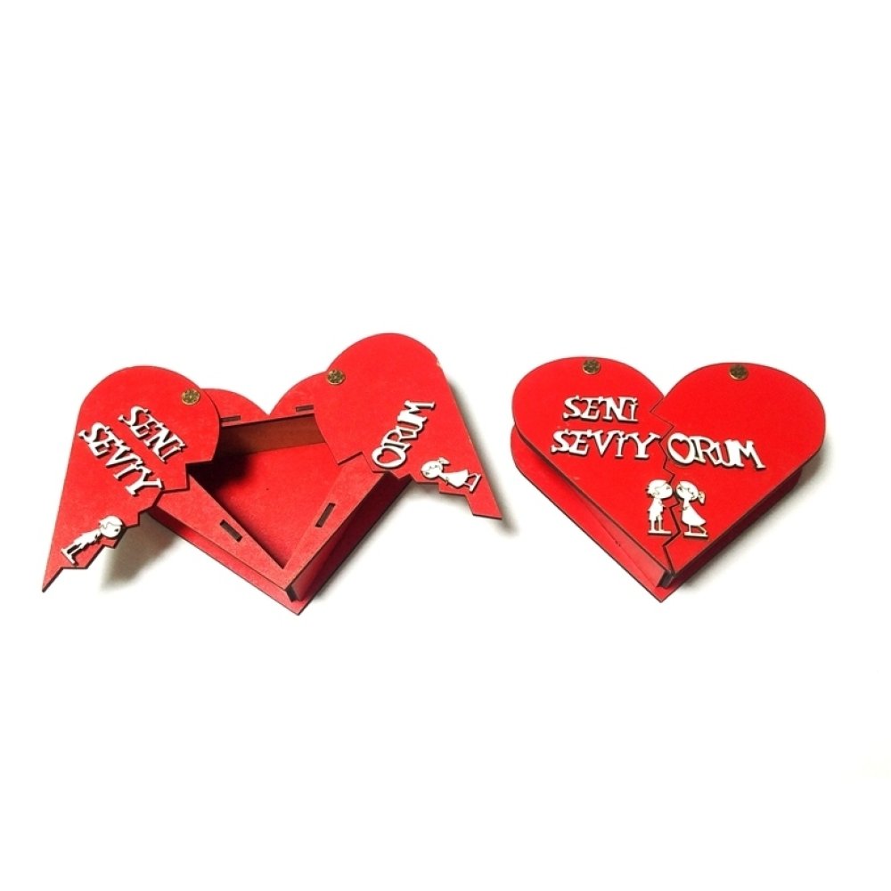 Toptan Küçük Ahşap Kalp Kutu