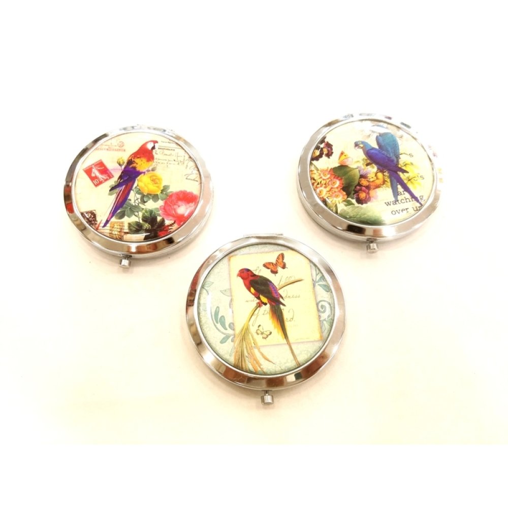 Toptan Kuş Desenli Mini Makyaj Aynası