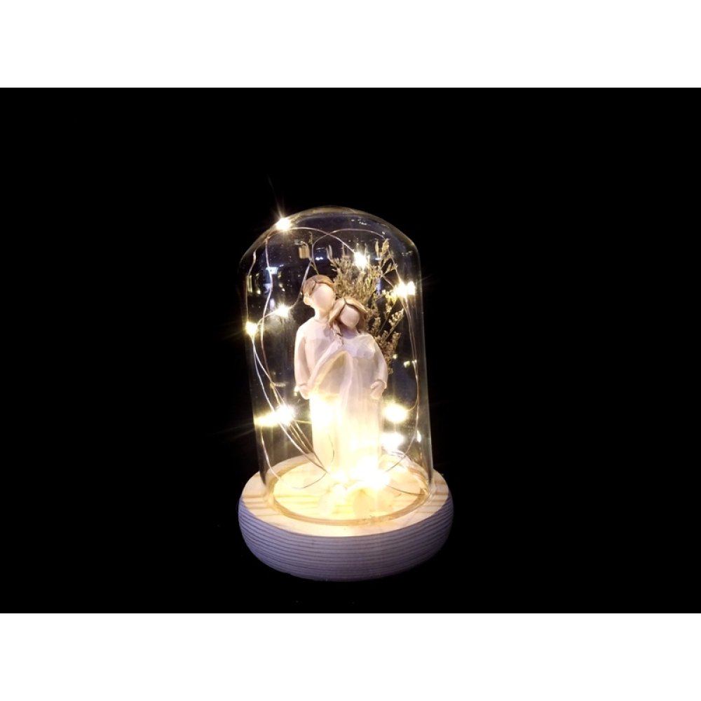 Toptan Led Işıklı Fanus Sevgili Biblo