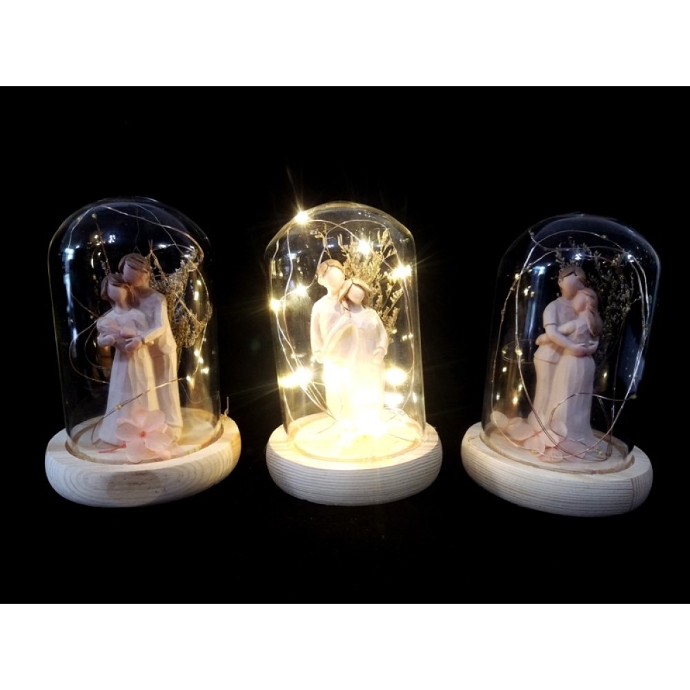 Toptan Led Işıklı Fanus Sevgili Biblo