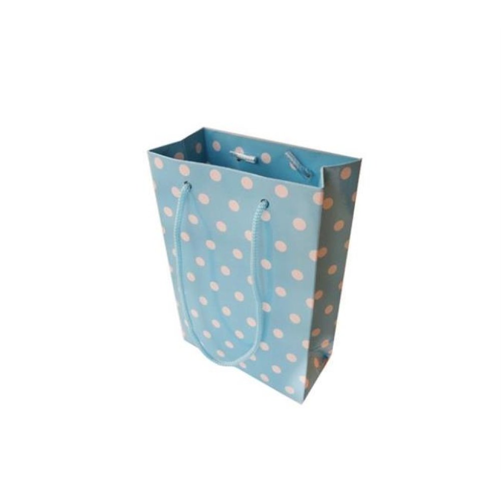 Toptan Minik Boy Puantiyeli Karton Hediye Çantası 12x17