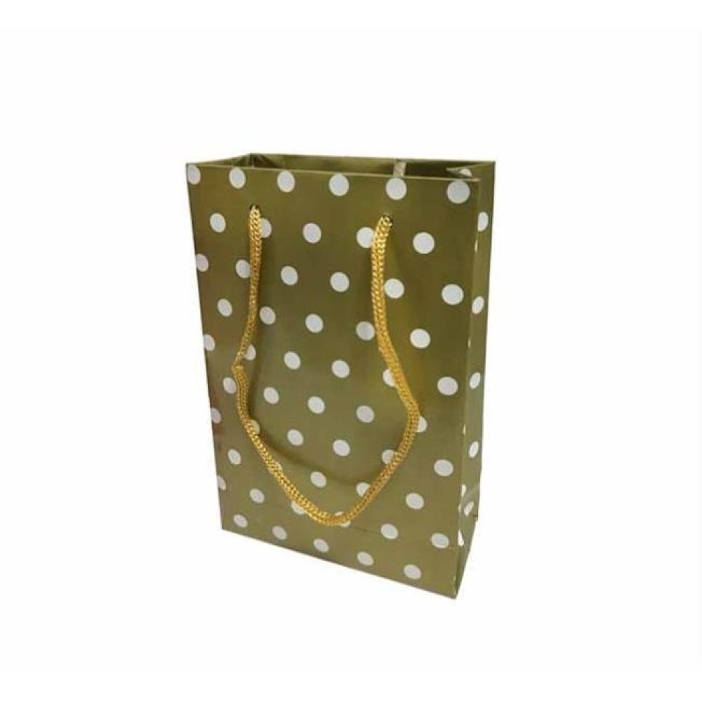 Toptan Minik Boy Puantiyeli Karton Hediye Çantası 12x17