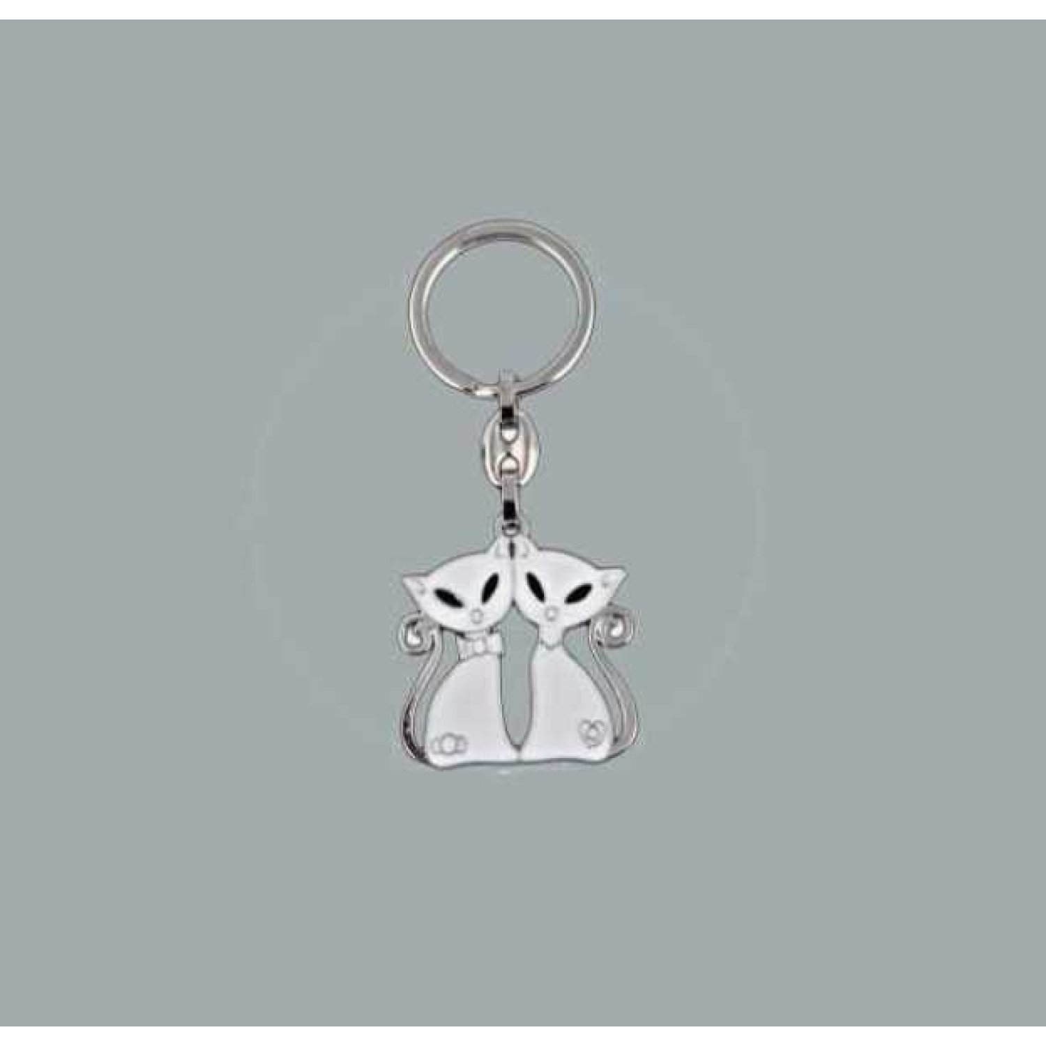 Toptan Nikah Şekeri Malzemesi Çift Kedili Metal Anahtarlık