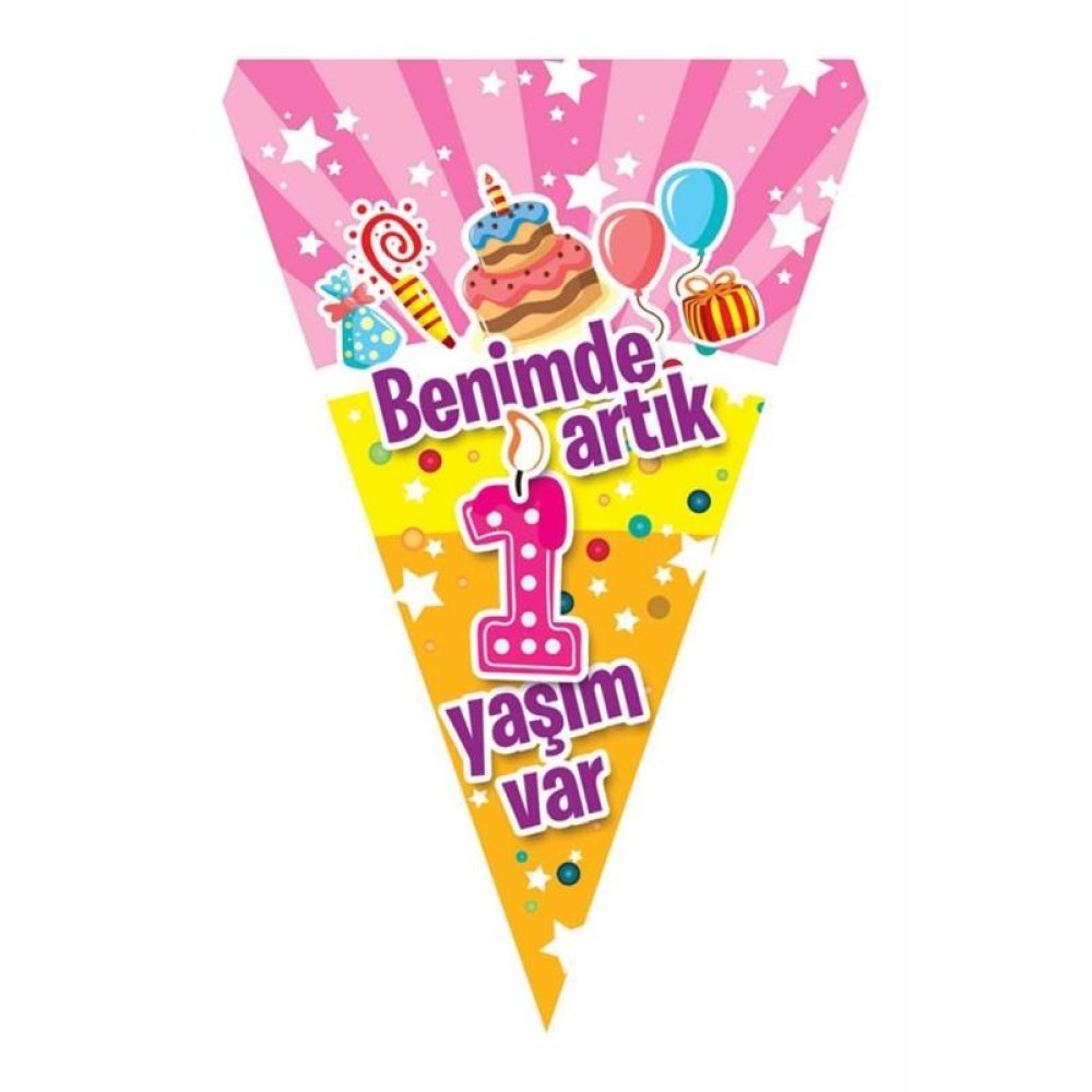 Toptan Parti Malzemeleri 1 Yaş Flama Bayrak 10'lu