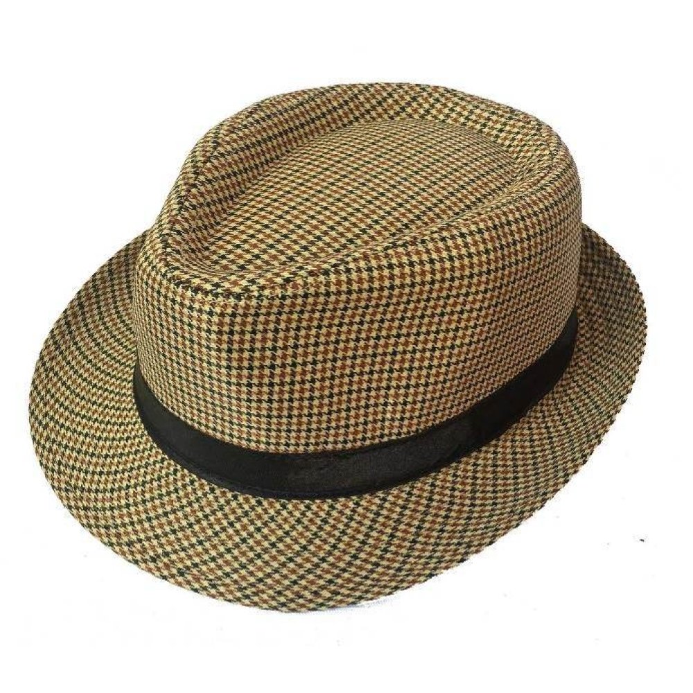 Toptan Piti Kareli Renkli Kumaş Fötr Erkek Şapkası