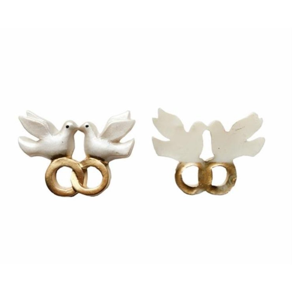 Toptan Polyester Nikah Şekeri Malzemeleri Yüzüklü Kuş Biblo